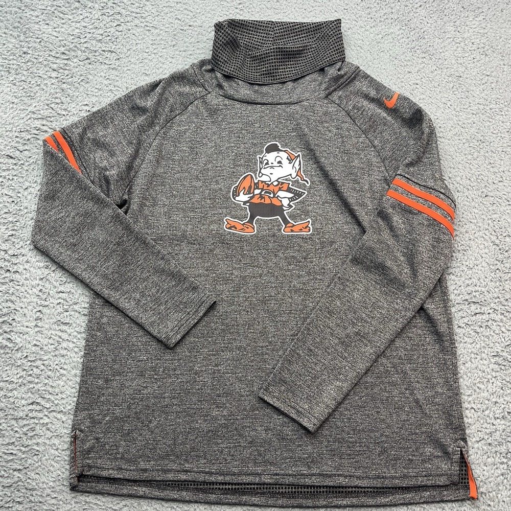 Cleveland Browns Nike DRI-FIT Turtleneck Womens L Gray Orange Brownie The Elf